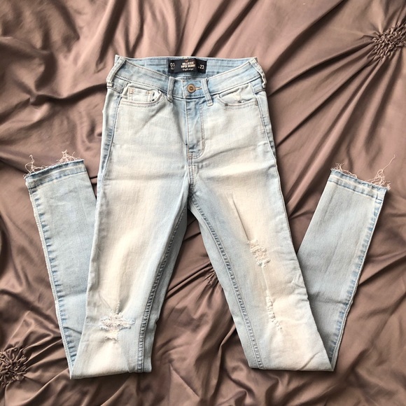 High Waist Super Skinny Jeans, Distress Light wash - Picture 1 of 3